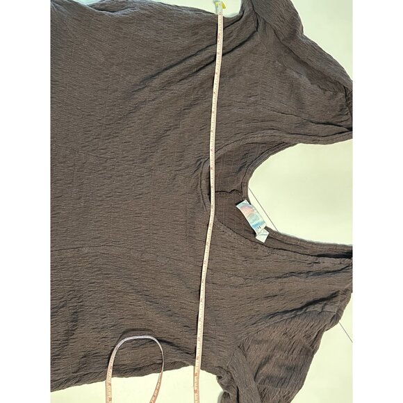 Free People FP Beach Bayside Mini Dress M Brown  Boho Hippie Peasant Top Tunic - Picture 7 of 8